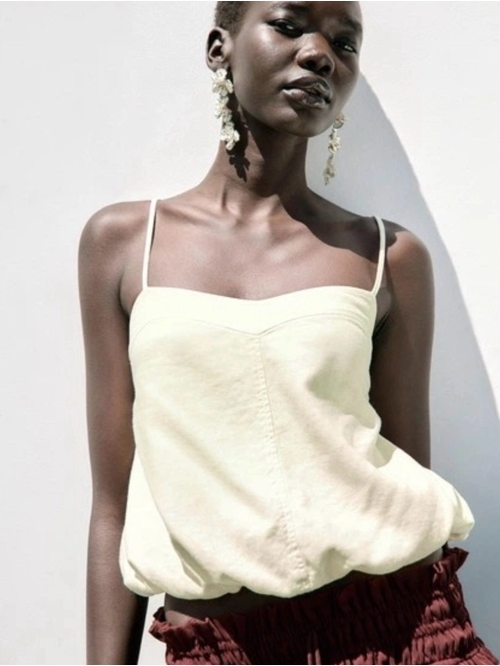 Zara Spaghetti Strap, Open back, tank top. Linen. Small.